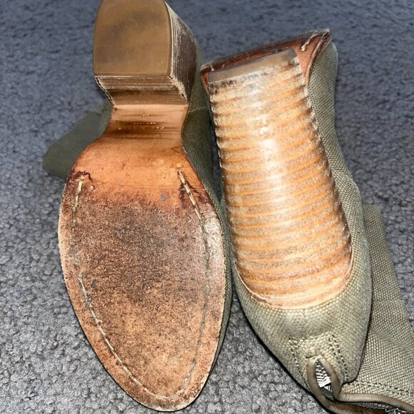 RAG & BONE Classic Newbury Khaki Canvas Natural Ankle Boots Booties size 38 / 8 - Picture 5 of 7